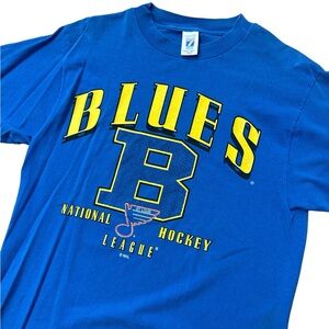 Vintage St Louis Blues NHL Hockey Logo 7 USA Blue‎ T-Shirt Size Large Y2K STL
